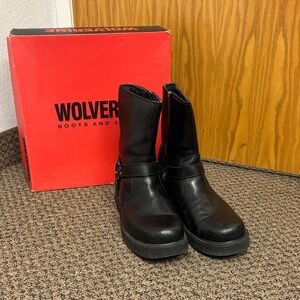 Harley Davidson Black Leather zip up Mid-Calf Boots